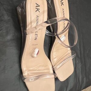 Anne Klein Clear Strap Wedge Sandals